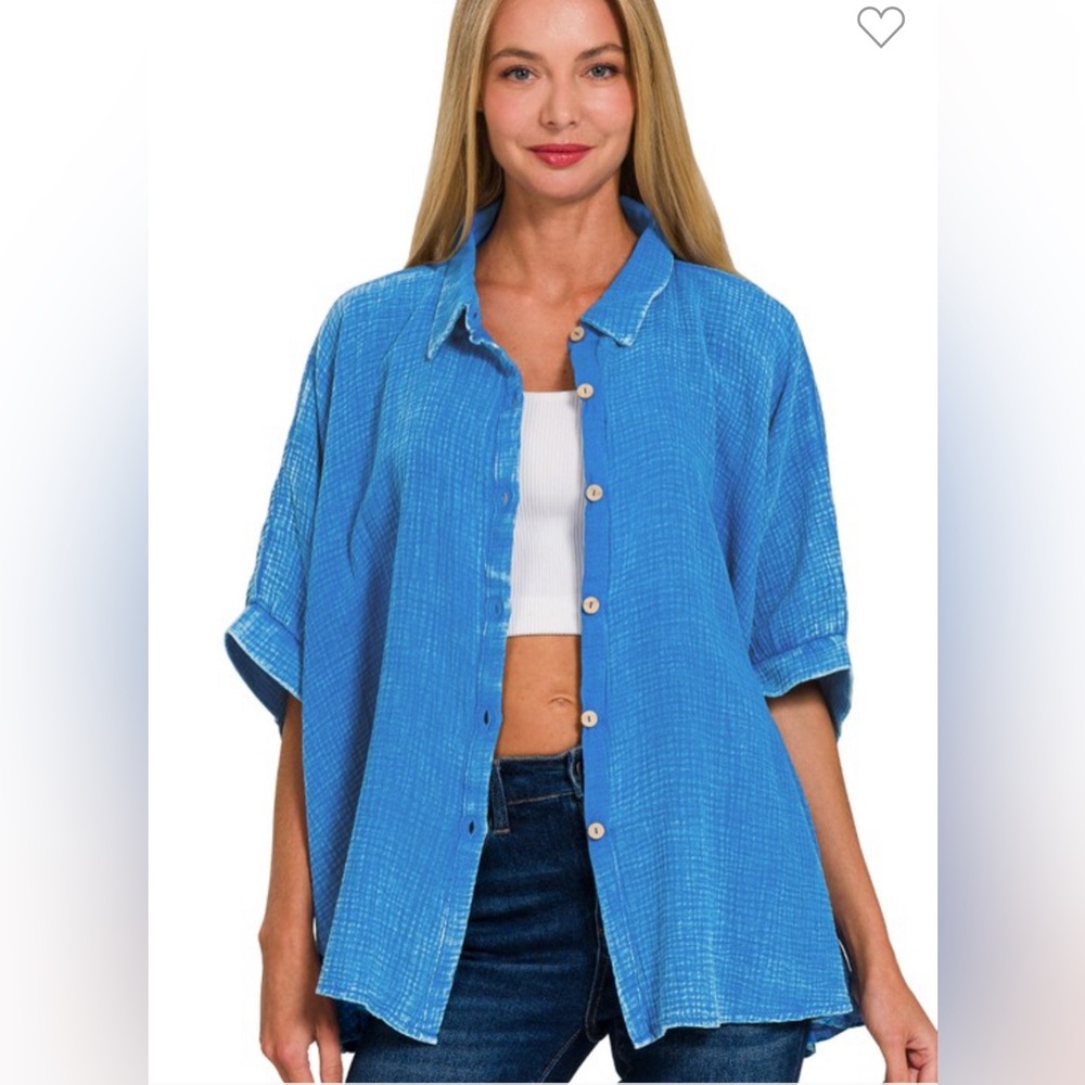 gauze button down